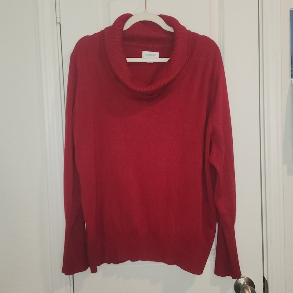 Avenue  RED Cowl Neck Sweater Sz 22/24 Women's